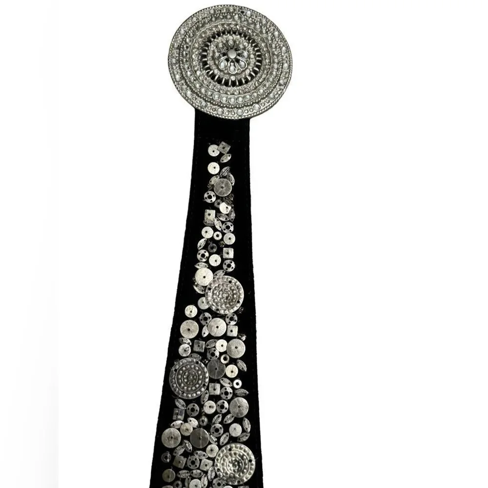 Chicos Leather Velvet Medallion Embellished Belt - Picture 5 of 16